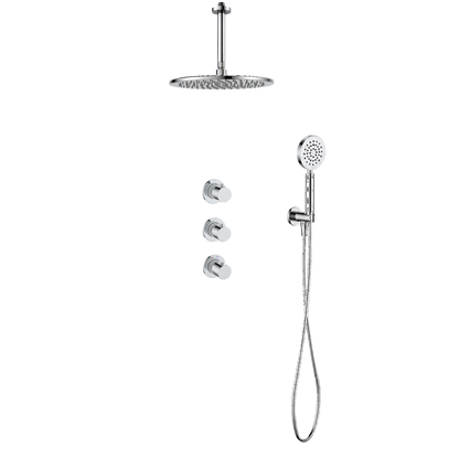 15143CR — Regn inbouw regendoucheset stopkranen plafond met ronde handdouche, chroom