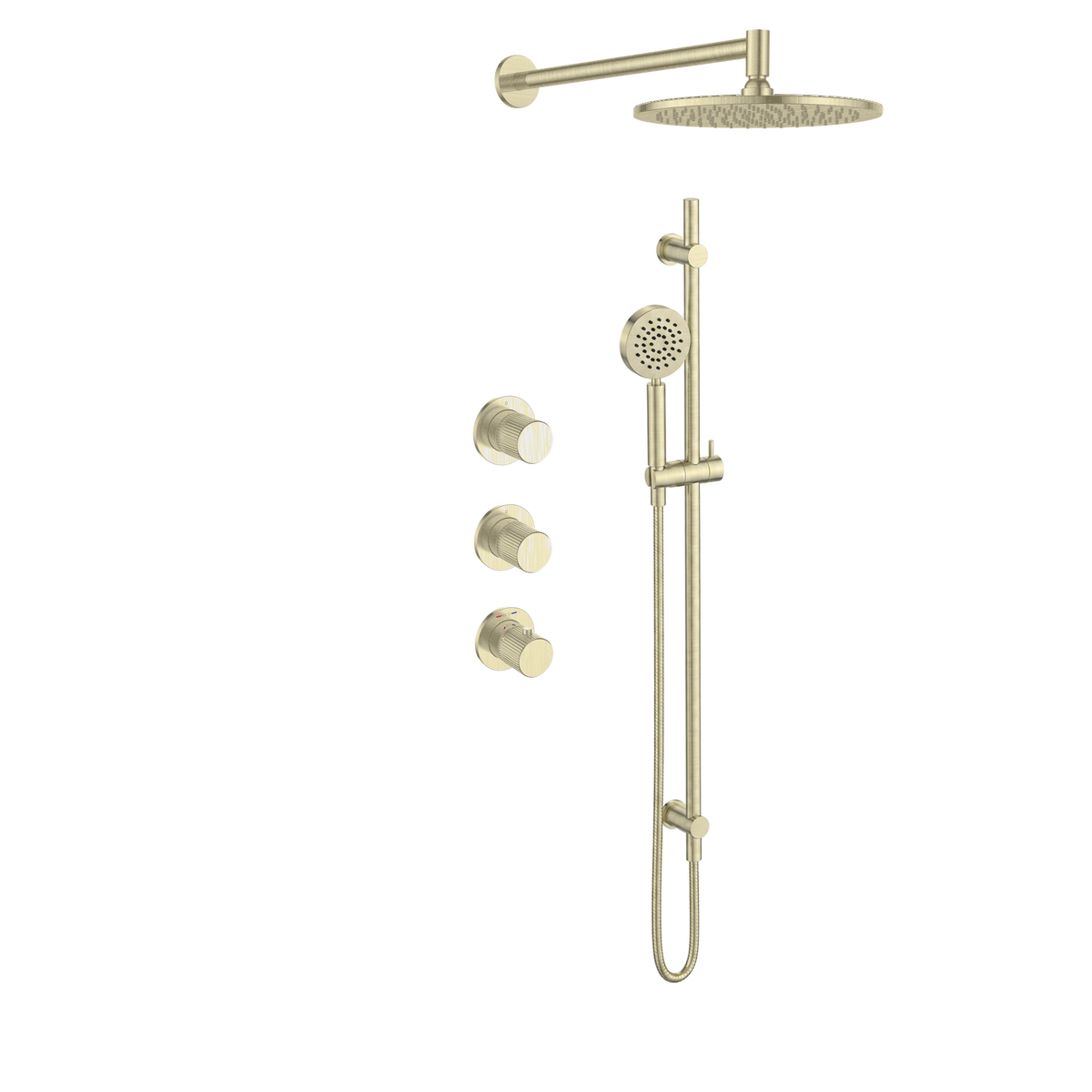 15144CH.R — Regn inbouw regendoucheset stopkranen, ronde handdouche, geborsteld champagne