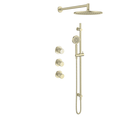 15144CH.R — Regn inbouw regendoucheset stopkranen, ronde handdouche, geborsteld champagne