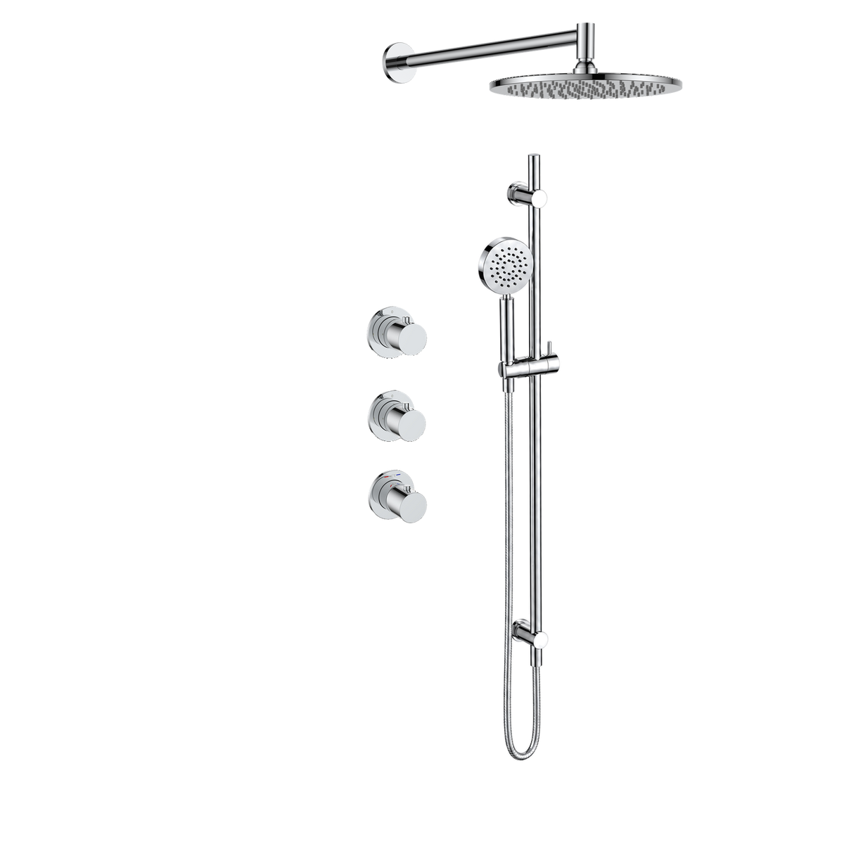 15144CR — Regn inbouw regendoucheset met stopkranen, chroom