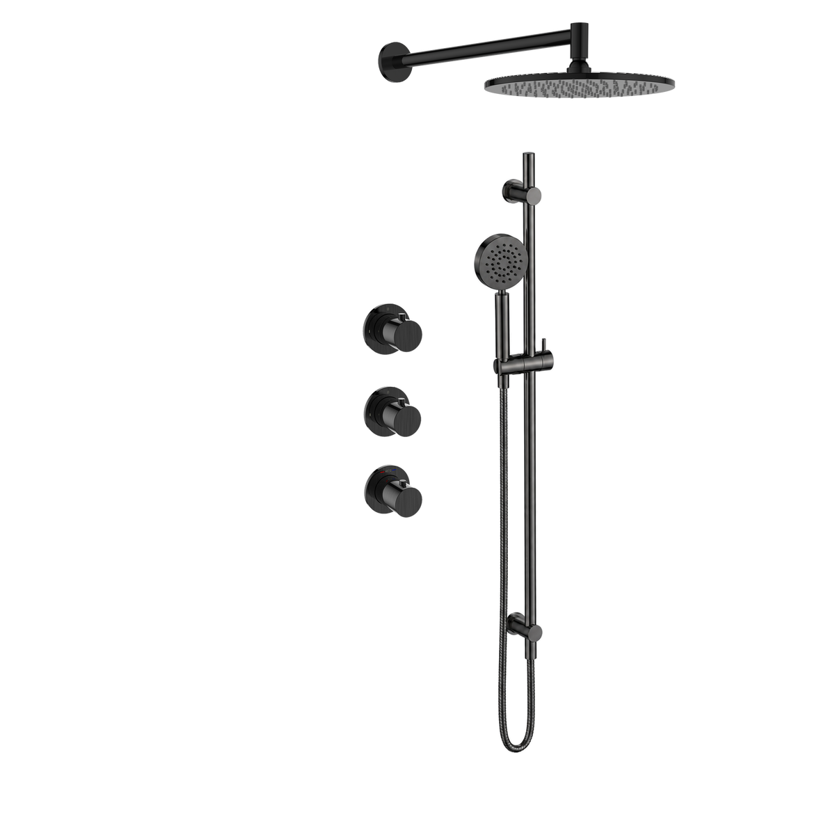 15144GM — Regn inbouw regendoucheset met stopkranen, gun metal black