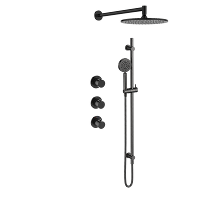 15144GM — Regn inbouw regendoucheset met stopkranen, gun metal black