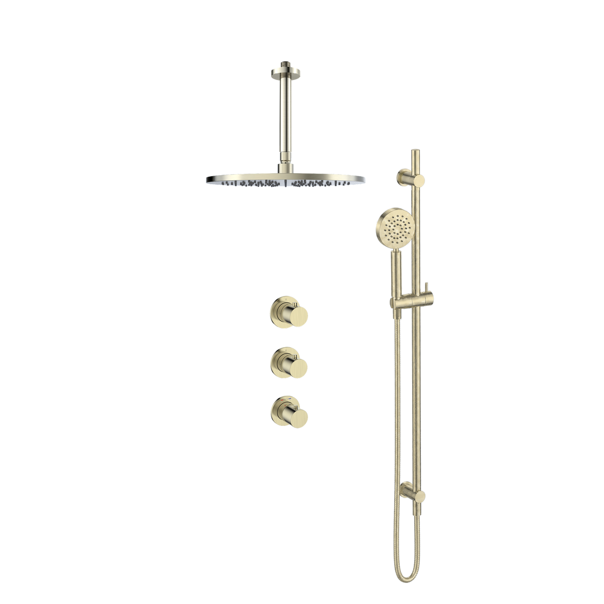 15145CH — Regn inbouw regendoucheset stopkranen plafond, glijstang met ronde handdouche, geborsteld champagne