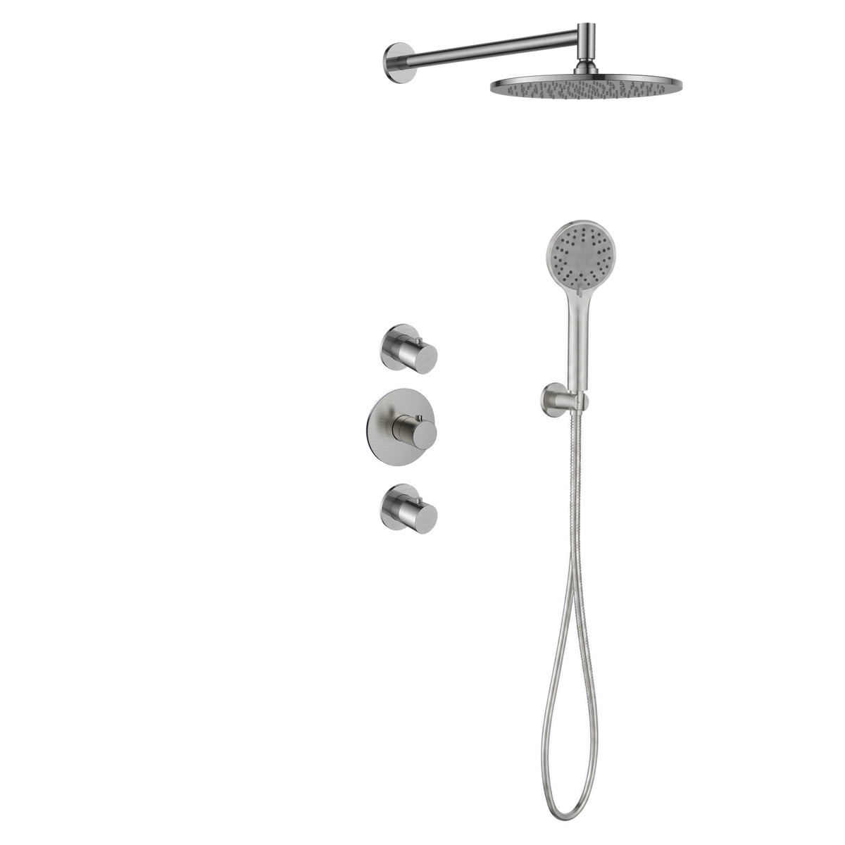 15227BN — 15227BN - Regn inbouw rdoucheset stkrn met 3-st handdouche, nikkel