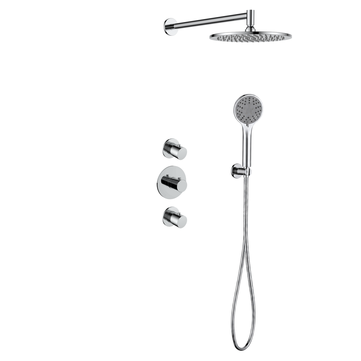 15227CR — 15227CR - Regn inbouw rdoucheset stkrn met 3-st handdouche, chroom