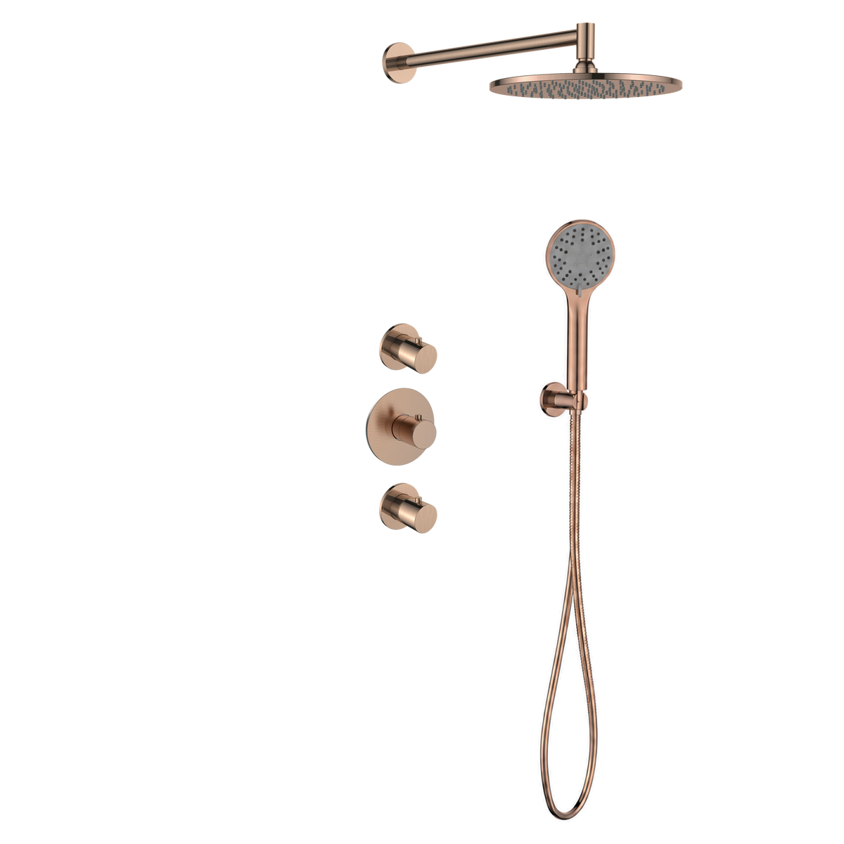 15227RG — 15227RG - Regn inbouw rdoucheset stkrn met 3-st handdouche, koper