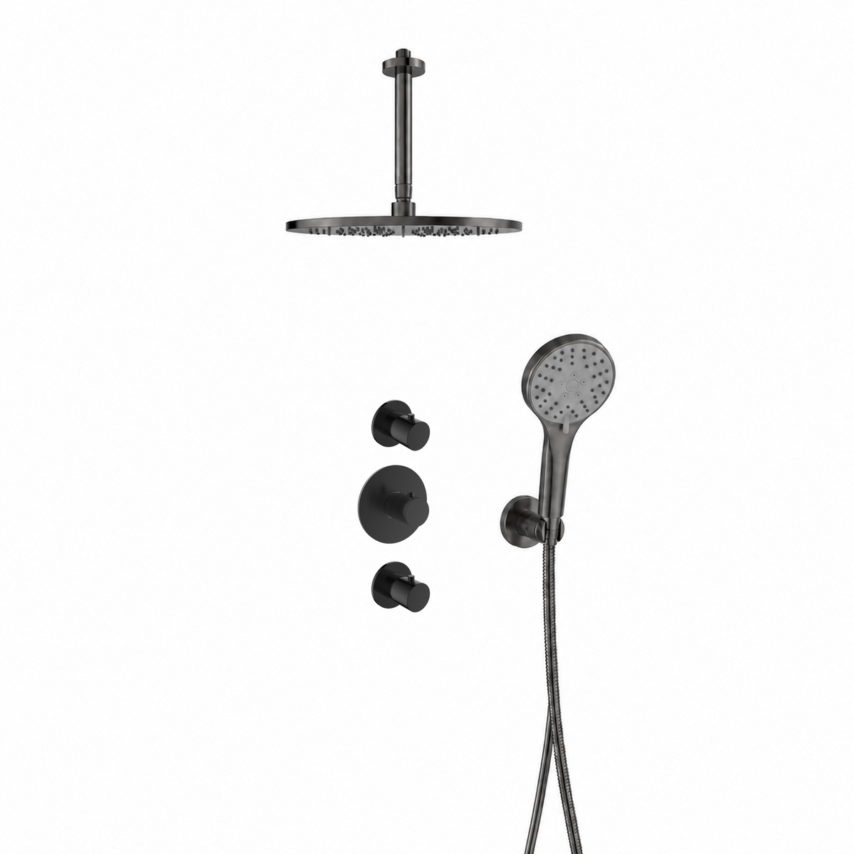 15228GM — 15228GM - Regn inb rdoucheset stkrn plafondarm 3-st hdouche, gun metal