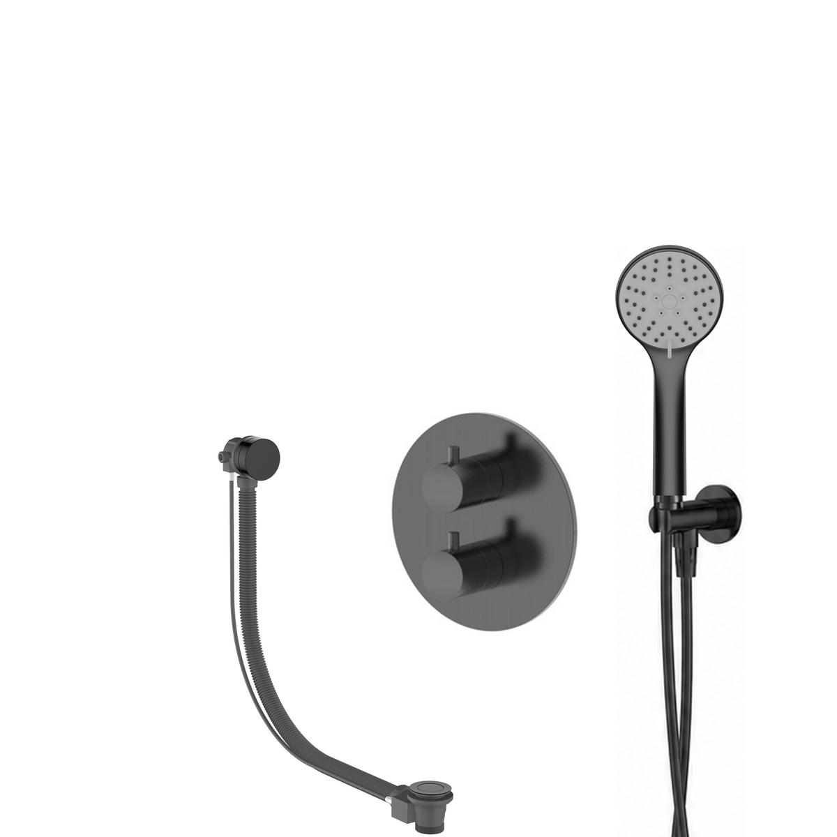 15238GM — 15238GM - Regn badset inbouw rond, vulsysteem 3-st h-douche, gun meta