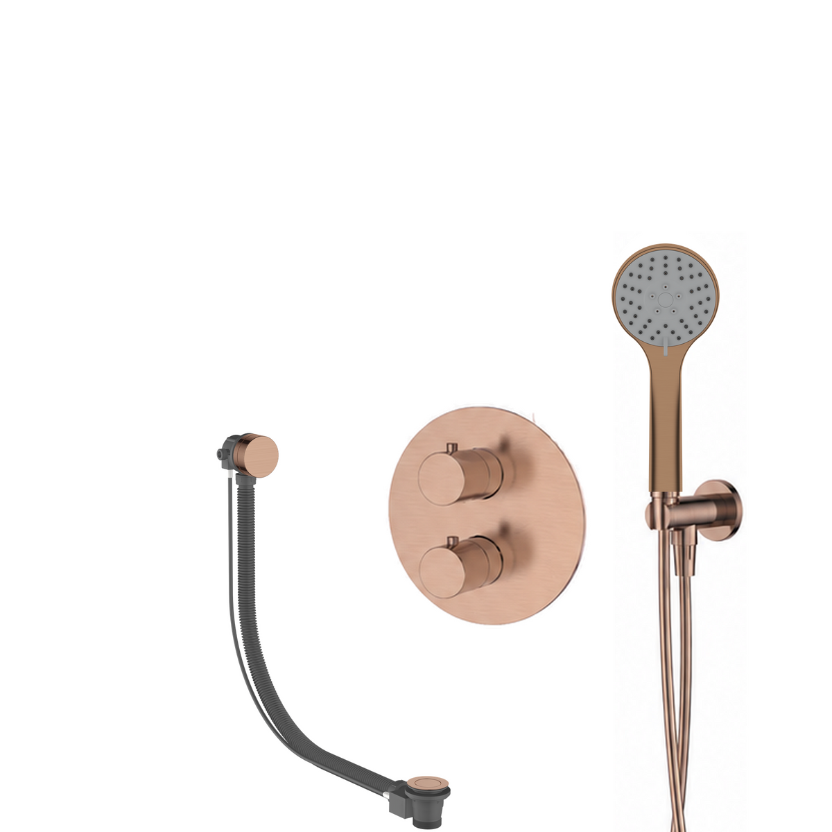 15238RG — 15238RG - Regn badset inbouw rond, vulsysteem 3-st h-douche, koper