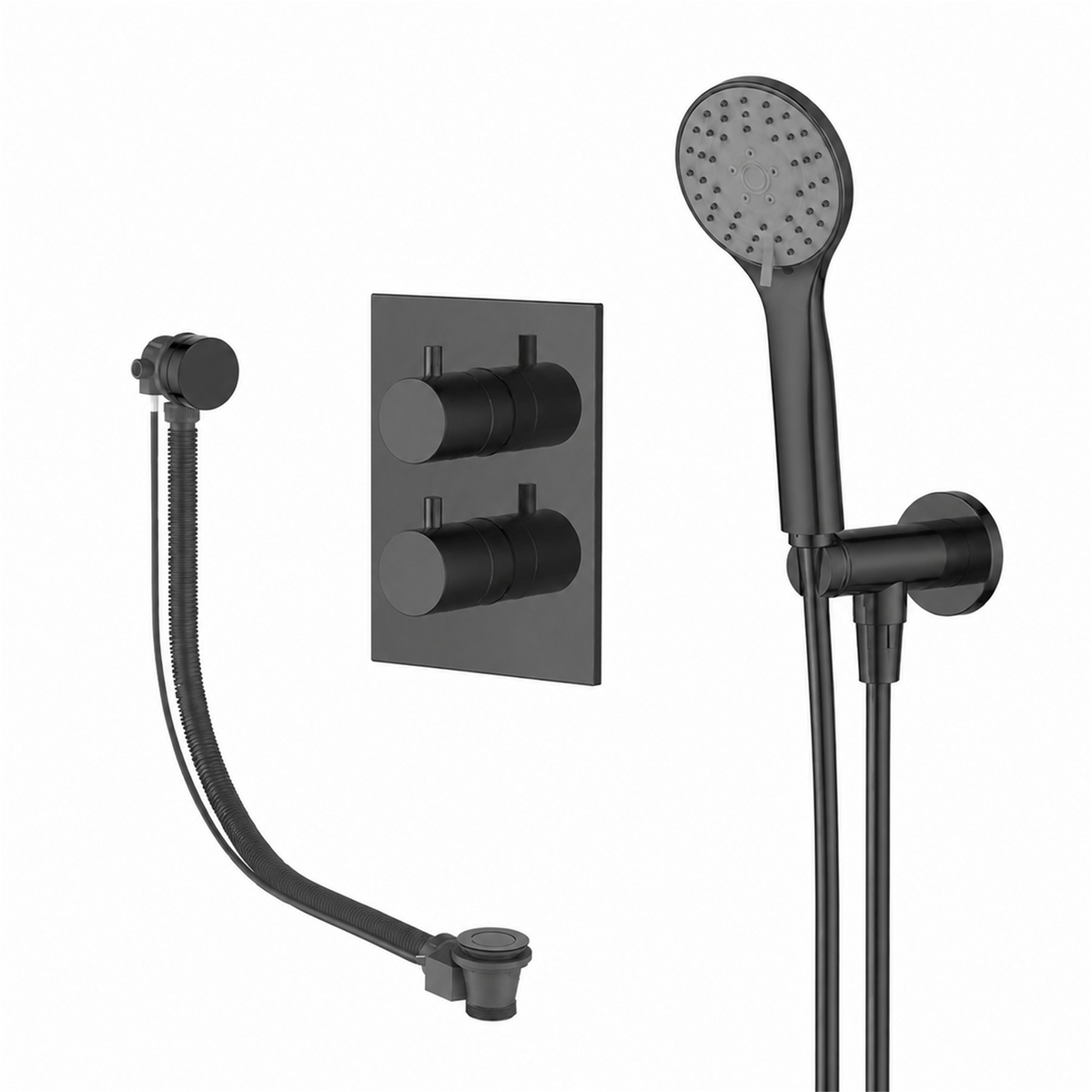 15239GM — 15239GM - Regn badset inbouw vkant, vulsysteem 3-st h-douche, gun meta