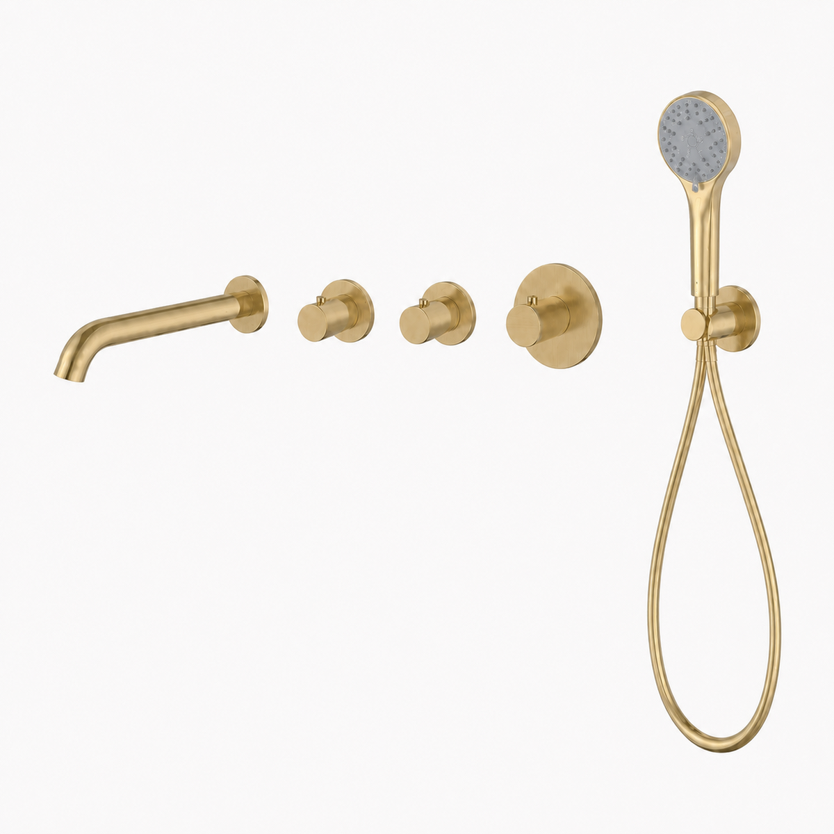 15240BB — 15240BB - Regn badset inbouw stopkranen, met 3-st handdouche, goud