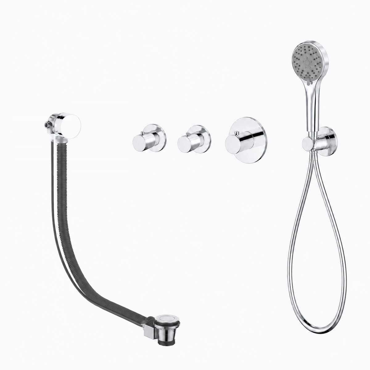 15241CR — 15241CR - Regn badset inb st-kranen, v-systeem met 3st hdouche, chroom