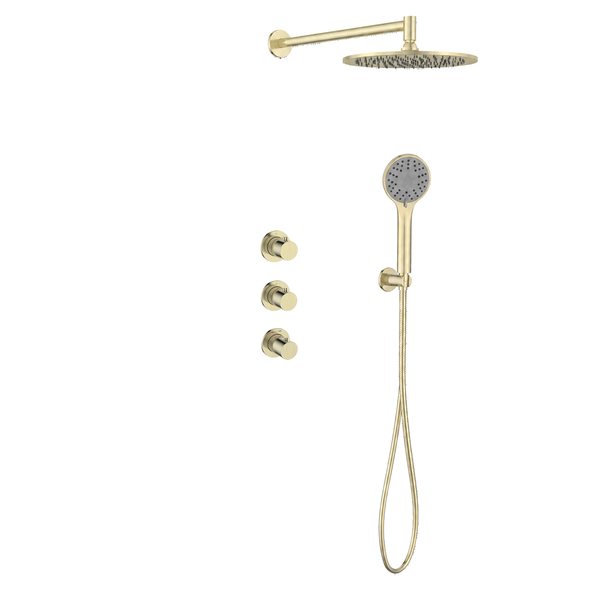 15242CH — Regn inbouw regendoucheset met stopkranen, geborsteld champagne