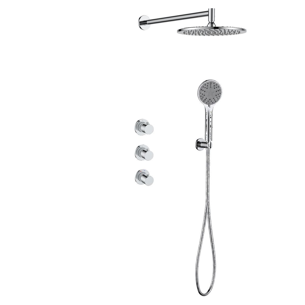 15242CR — Regn inbouw regendoucheset met stopkranen, chroom