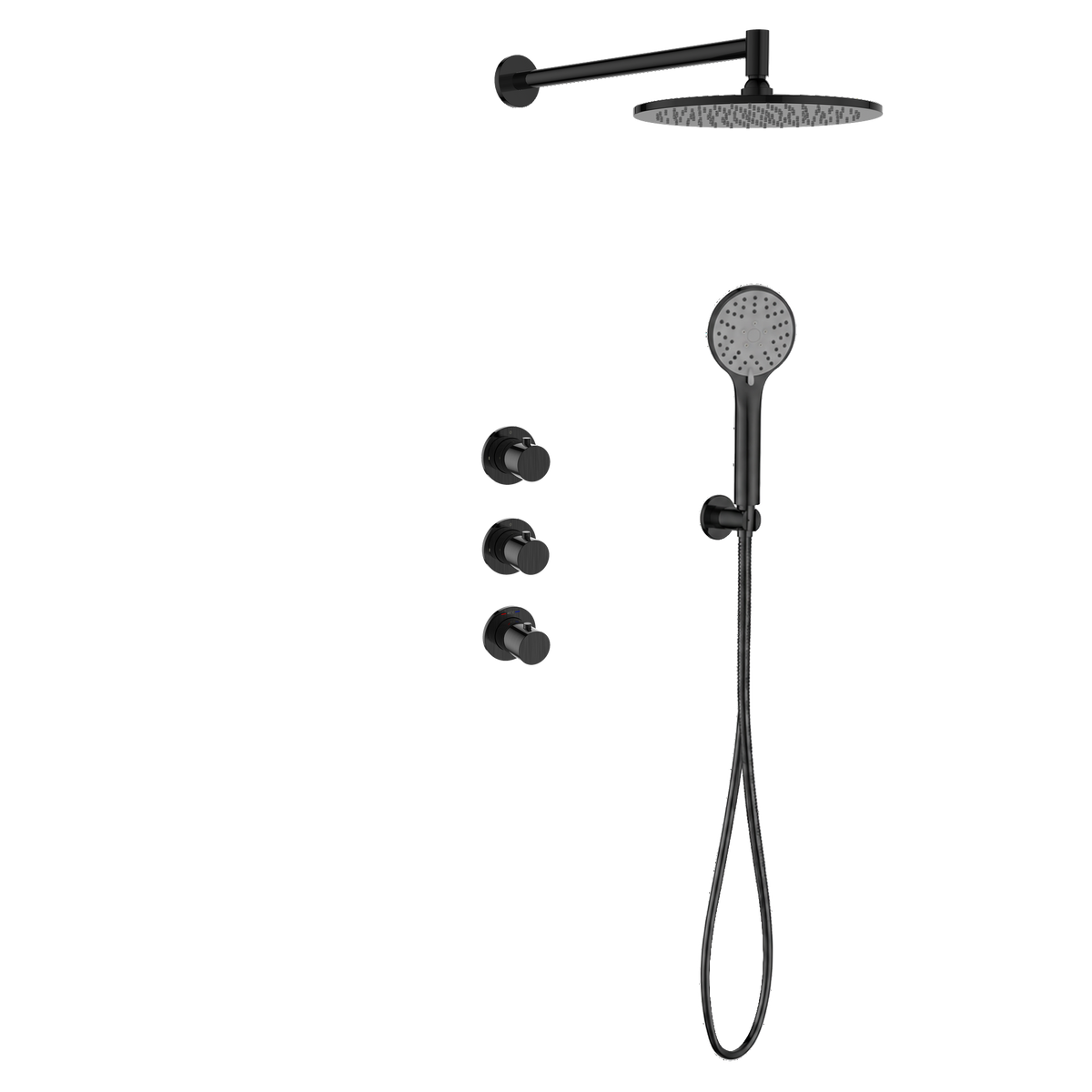15242GM — Regn inbouw regendoucheset met stopkranen, gun metal black