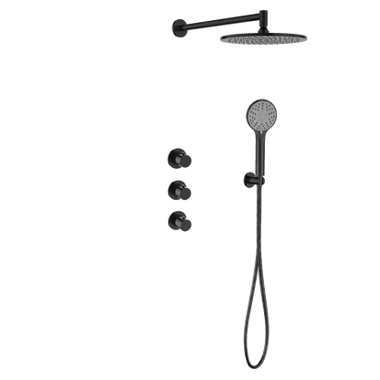 15242GM — Regn inbouw regendoucheset met stopkranen, gun metal black