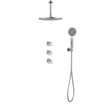 15243CR — Regn inbouw regendoucheset stopkranen plafond met 3-standen handdouche, chroom