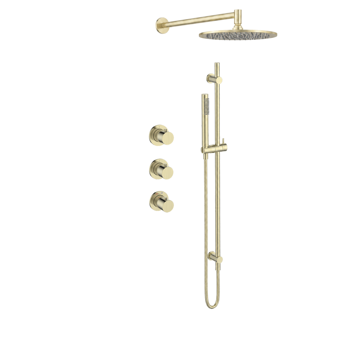 15244CH — Regn inbouw regendoucheset met stopkranen, geborsteld champagne