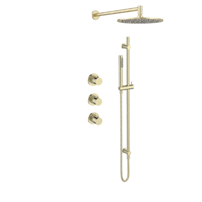 15244CH — Regn inbouw regendoucheset met stopkranen, geborsteld champagne