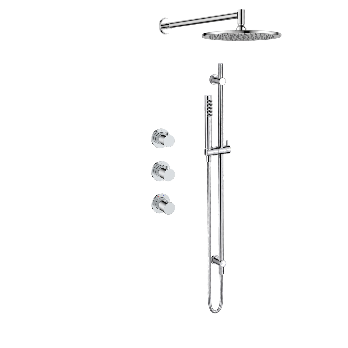 15244CR — Regn inbouw regendoucheset met stopkranen, chroom