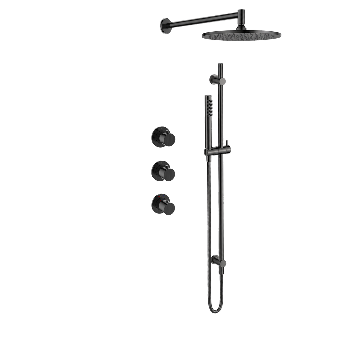 15244GM — Regn inbouw regendoucheset met stopkranen, gun metal black