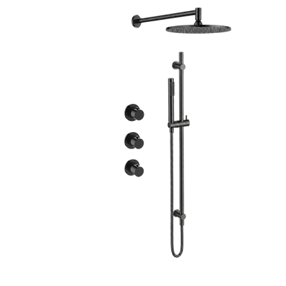 15244GM — Regn inbouw regendoucheset met stopkranen, gun metal black