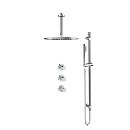 15245CR — Regn inbouw regendoucheset stopkranen plafond, glijstang met staaf handdouche, chroom