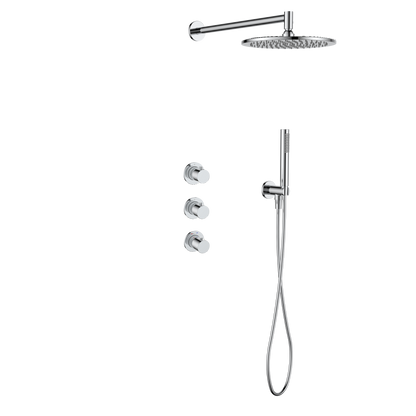 15342CR — Regn inbouw regendoucheset 30cm met stopkranen, chroom