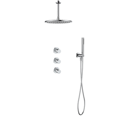 15343CR — Regn inbouw regendoucheset 30cm met stopkranen plafond, chroom