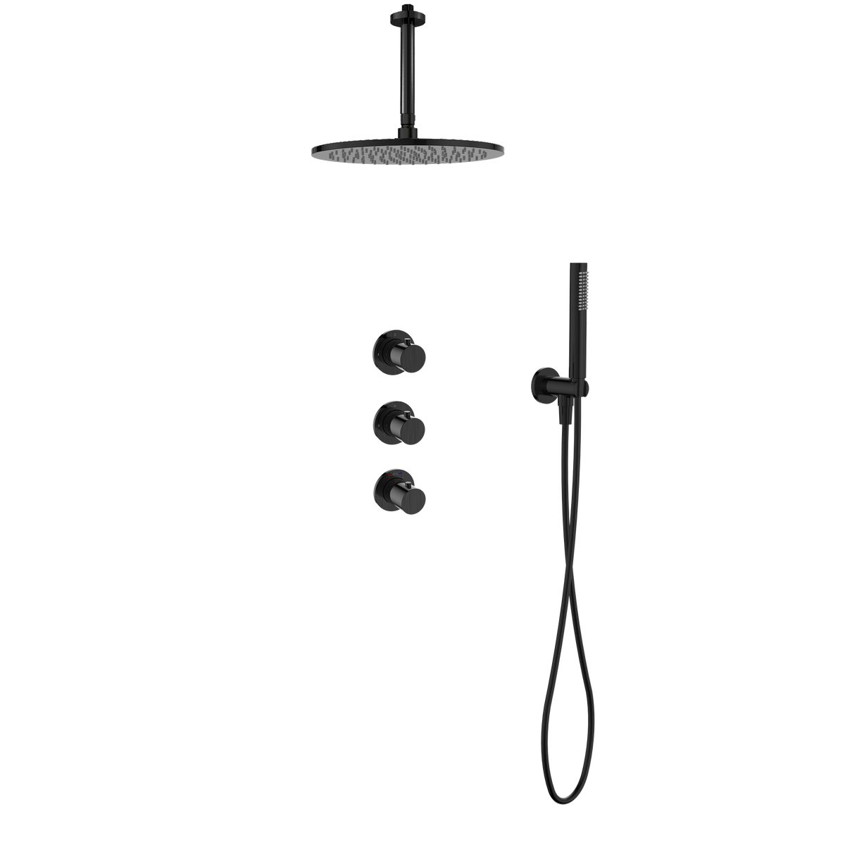 15343GM — Regn inbouw regendoucheset 30cm met stopkranen plafond, gun metal black