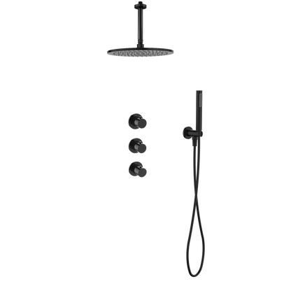 15343GM — Regn inbouw regendoucheset 30cm met stopkranen plafond, gun metal black