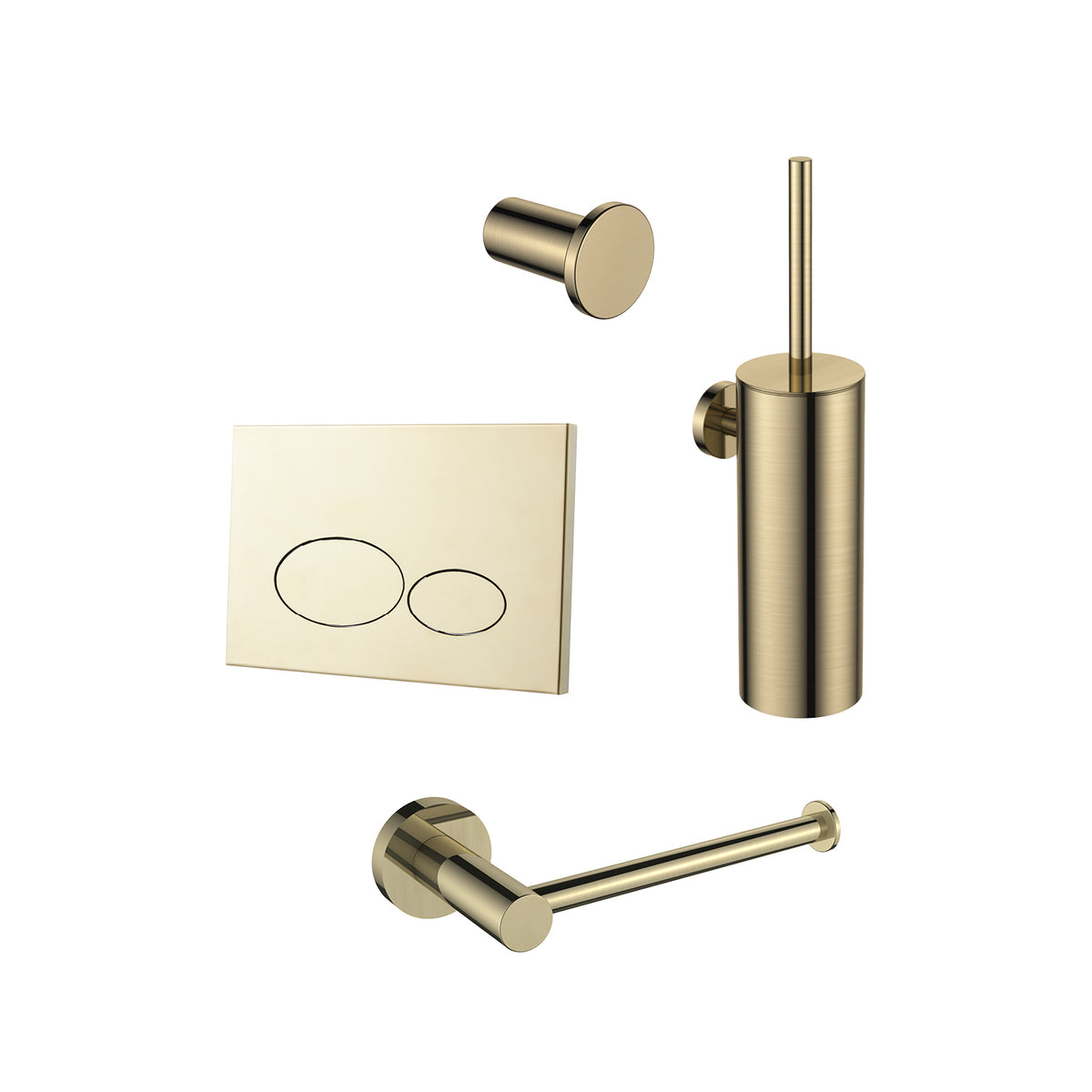 17013CH — Regn accessoireset toilet + bedieningsplaat geborsteld champagne