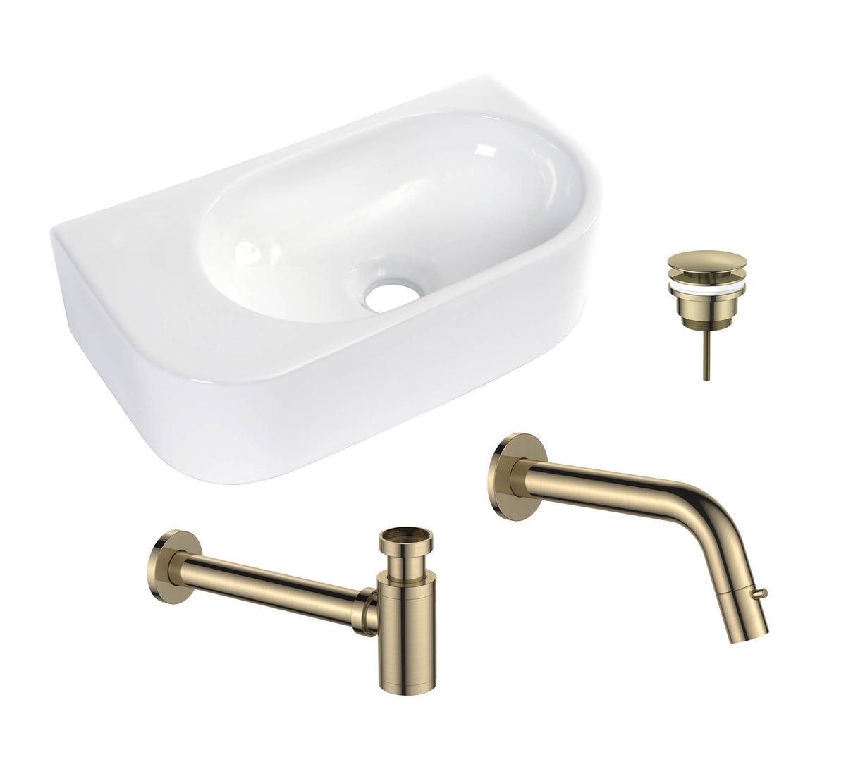 30011BB — 30011BB - Regn fonteinset inbouw geborsteld goud links, wit glans