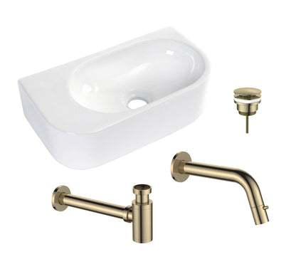 30011BB — 30011BB - Regn fonteinset inbouw geborsteld goud links, wit glans