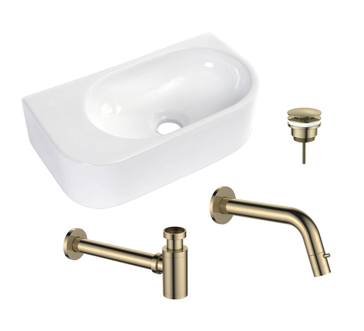 30011BB — 30011BB - Regn fonteinset inbouw geborsteld goud links, wit glans