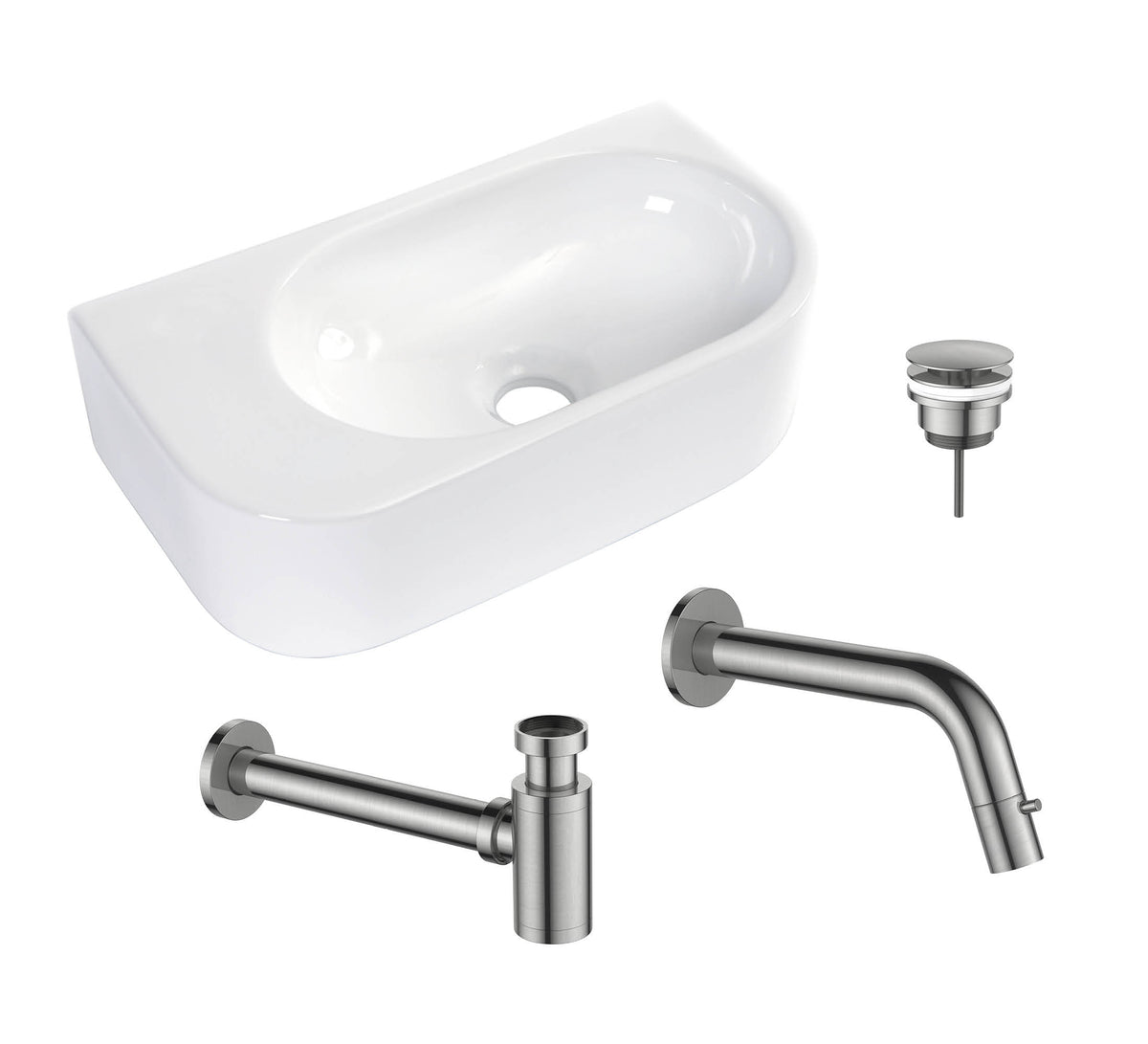 30011BN — 30011BN - Regn fonteinset inbouw geborsteld nikkel links, wit glans