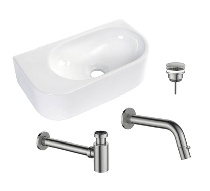 30011BN — 30011BN - Regn fonteinset inbouw geborsteld nikkel links, wit glans