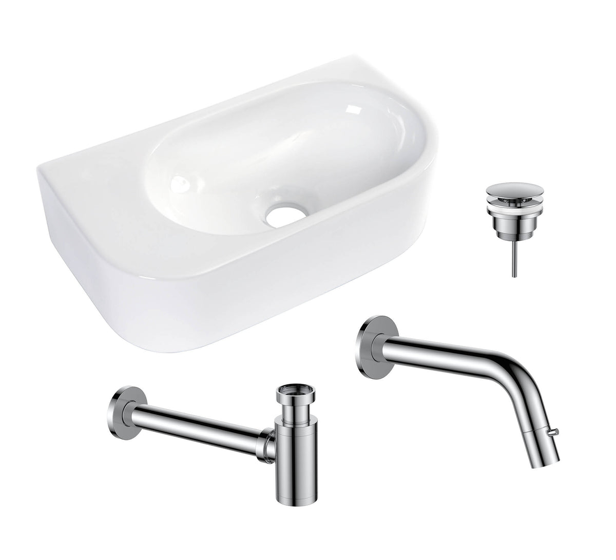 30011CR — 30011CR - Regn fonteinset inbouw chroom links, wit glans