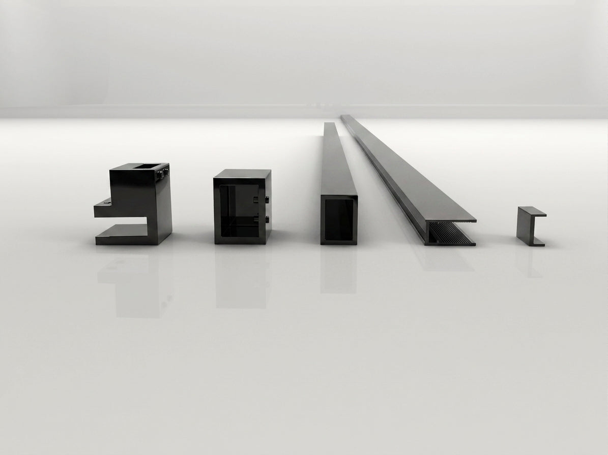 40025GM — Regn profielset voor inloopdouche, gun metal black