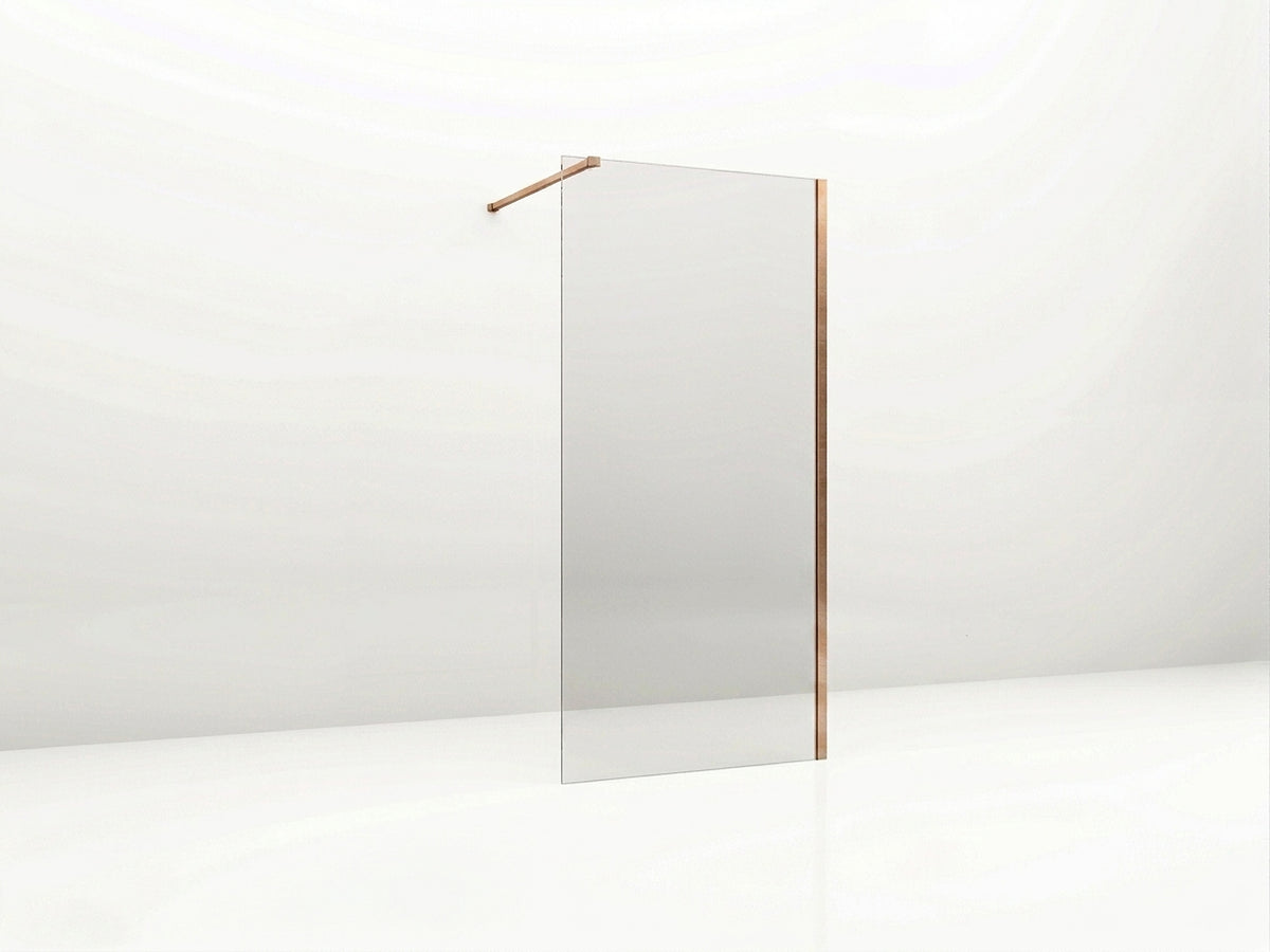 41080RG — Regn inloopdouche 80cm helder glas, geborsteld koper