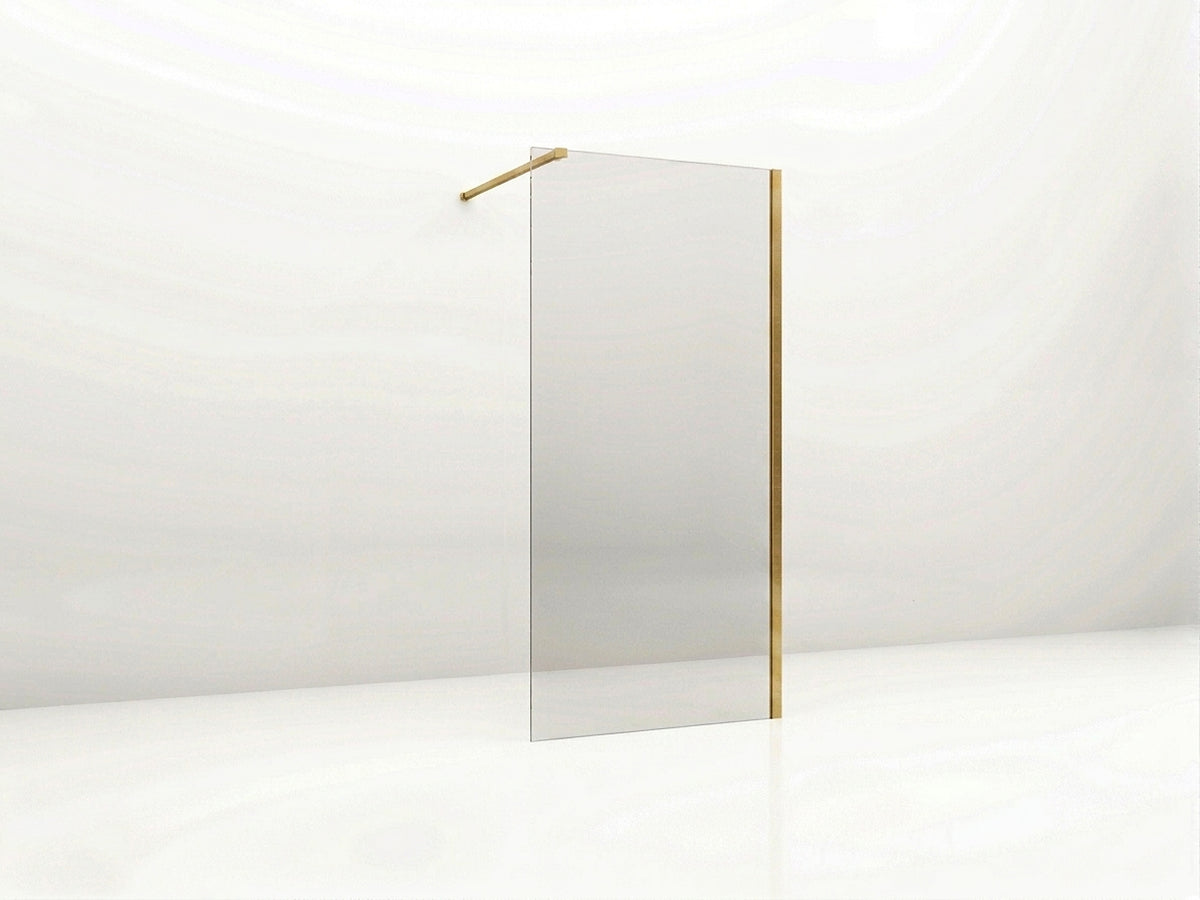 41120BB — Regn inloopdouche 120cm helder glas, geborsteld goud