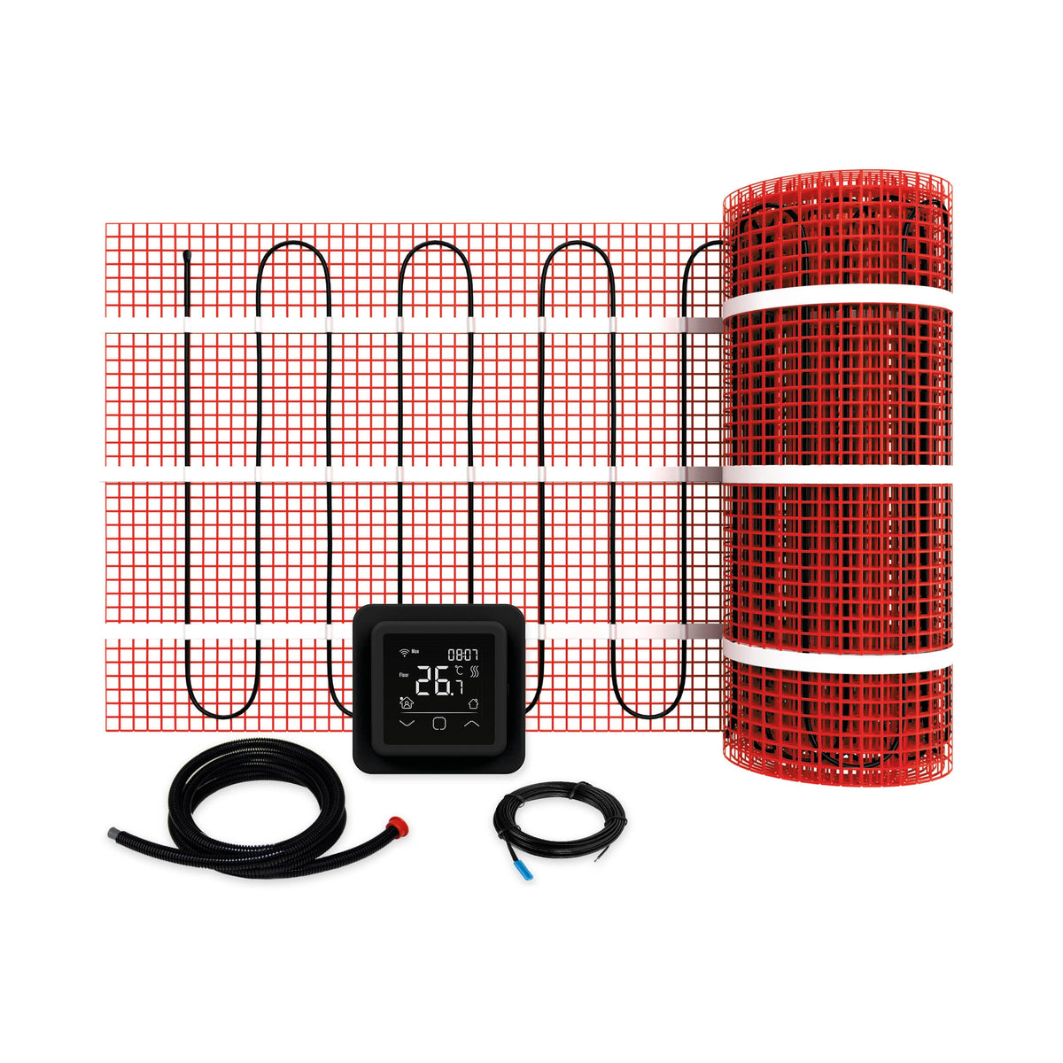 86105 — Vloerverwarmingset incl. thermostaat zwart 3m2
