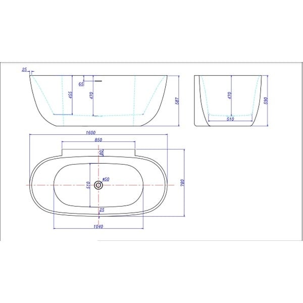 Solid-line Albali back to wall bad 150 x 78 cm wit