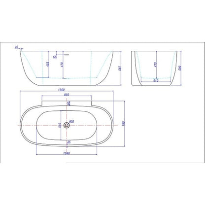 Solid-line Albali back to wall bad 150 x 78 cm wit