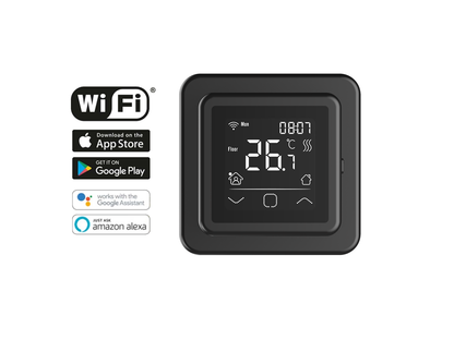 Solid-Line Mat Set incl. Digitale Inbouw Wifi Klokthermostaat | 1 m² | Zwart