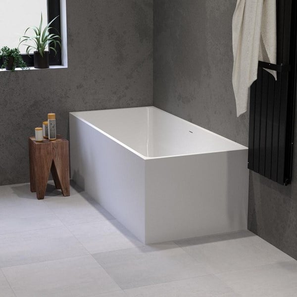 Solid-line Square back to wall bad 153x70cm Wit