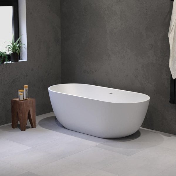 Solid-line Terra vrijstaand bad | 158 cm | Mat wit