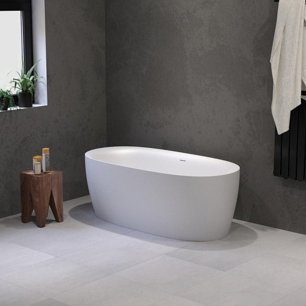 Solid-line Livia vrijstaand bad | 160 cm | Mat Wit