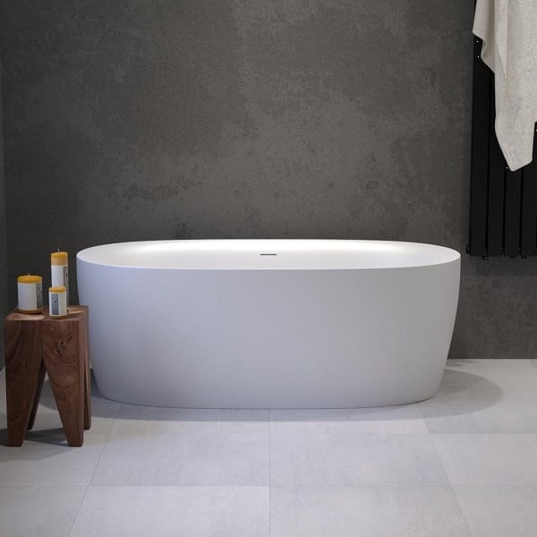 Solid-line Livia vrijstaand bad | 160 cm | Mat Wit