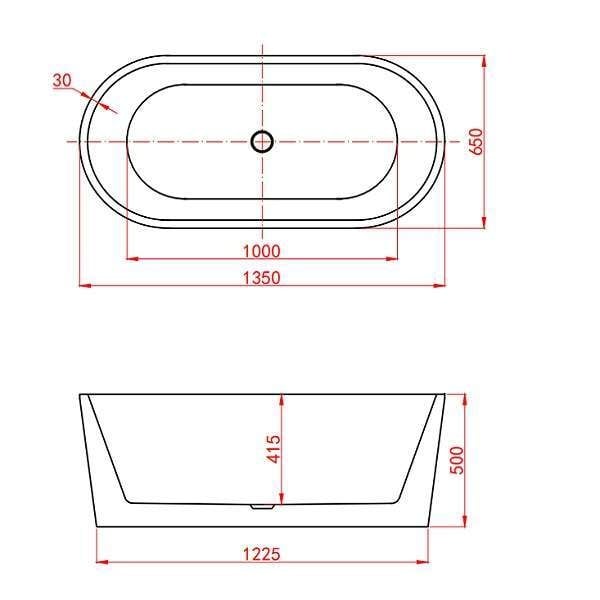 Solid-line Lucas vrijstaand bad 135x65cm Wit